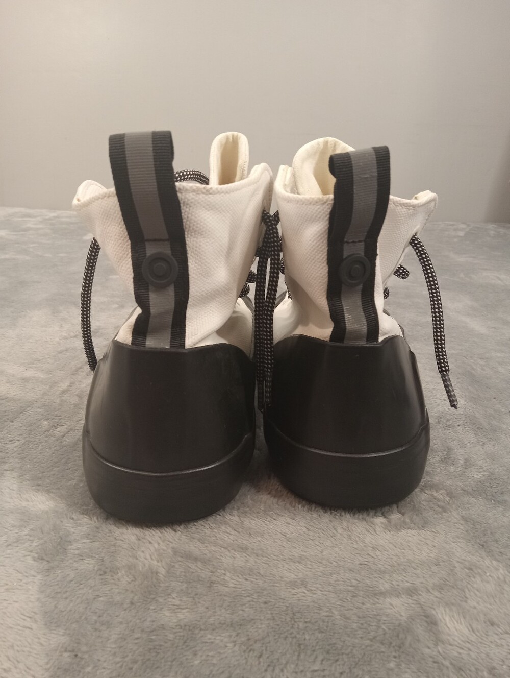 Hunter Women's High-Top Canvas Rain Boots - White/Black Size 7 - Picture 4 of 8